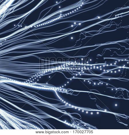 Abstract Science or Technology Background. Graphic Design. Network Illustration with Particle. 3D Grid Surface. Cyberspace Grid. 