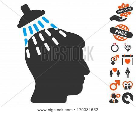 Head Shower icon with bonus love pictures. Vector illustration style is flat iconic elements for web design app user interfaces.