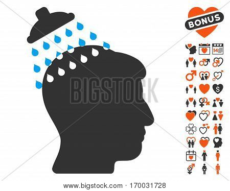Head Shower pictograph with bonus decorative pictograms. Vector illustration style is flat iconic elements for web design app user interfaces.