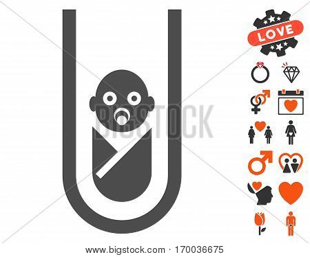 In Vitro Baby pictograph with bonus dating clip art. Vector illustration style is flat iconic symbols for web design app user interfaces.