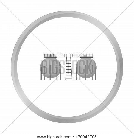 Oil refinery tank icon in monochrome style isolated on white background. Oil industry symbol vector illustration.