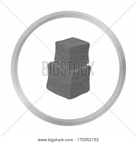 Diced beef icon in monochrome style isolated on white background. Meats symbol vector illustration