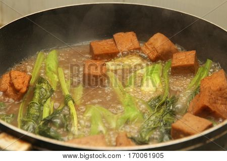 Cooking , Fried Kale With Tofu.
