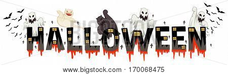 Font design for word halloween illustration