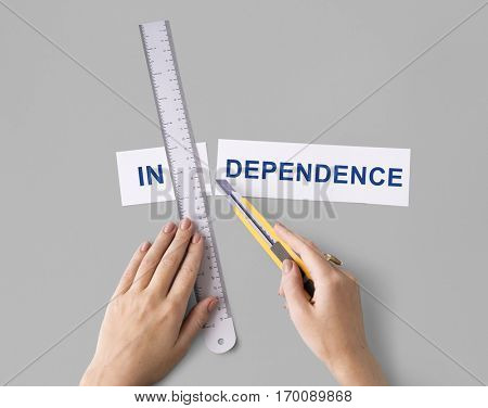 Independence Freedom Hand Cut Word Split Concept