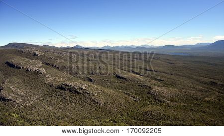 Spectacular mountain scenery at sunset in the Grampians National Park Victoria Australia
