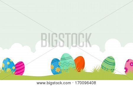 Easter egg unique on hill landscape vector illustration