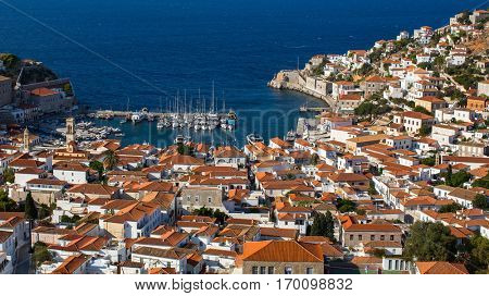 View of Hydra island. Greece, Aegean sea.