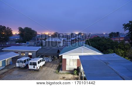 Rooftop view of Juba, South Sudan at night