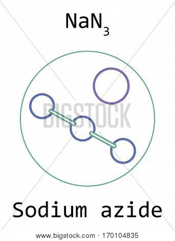 molecule Sodium azide NaN3 isolated on white