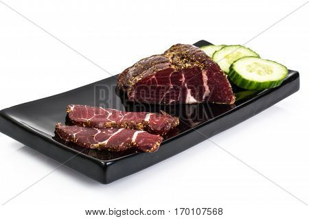 Balyk beef isolated on white. Studio Photo