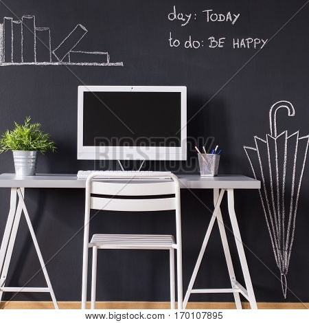 Minimalistic Desk With Computer
