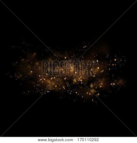 Gold glittering star light and bokeh.Magic dust abstract background element for your product.