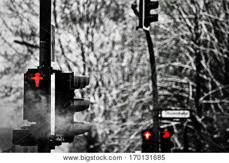 Typical pedestrian crossings signs in Berlin called Ampelmännchen