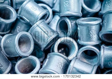 Placer connecting fittings for metal pipes. Small steel castings.