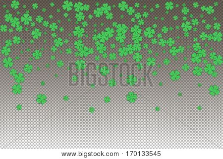 Vetornaya illustrations luck rain of green four-leaf clover for St. Patrick's Day holiday on a transparent background