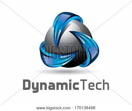 3D logo design with sphere and arrow. Colorful 3D cycle logo vector template. Recycle concept with 3D style design vector.