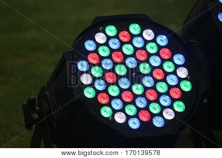 Colorful display of light with round spots