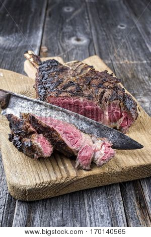 Barbecue Tomahawk Steak on Cutting Board