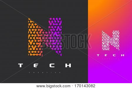 N Letter Logo Science Technology. Connected Dots Letter Design Vector with Points.