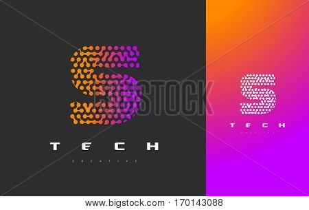 S Letter Logo Science Technology. Connected Dots Letter Design Vector with Points.