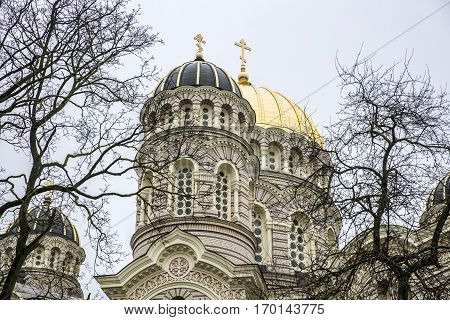 Neo-Byzantine style Nativity of Christ Orthodox Cathedral Riga Latvia