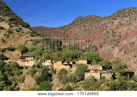 Moroccan village in the Atlas mountains, Morocco, Africa