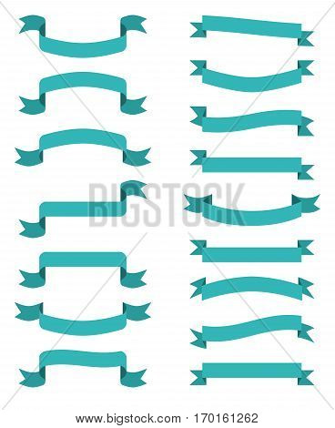 Blue scroll banners. Vector wavin ribbons. Decorative flag banner for decoration illustration