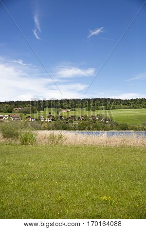 landscape of the Brenet Lake and Jura mountain Le Pont Switzerland