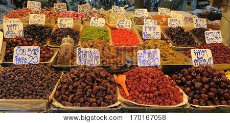 Dried food at the market in Thailand