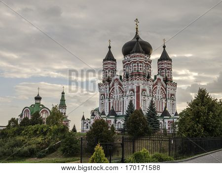 beautiful area Orthodox St. Panteleimon Cathedral Feofania Park - one of the most beautiful places in Kiev (in the southern part of the capital of Ukraine).