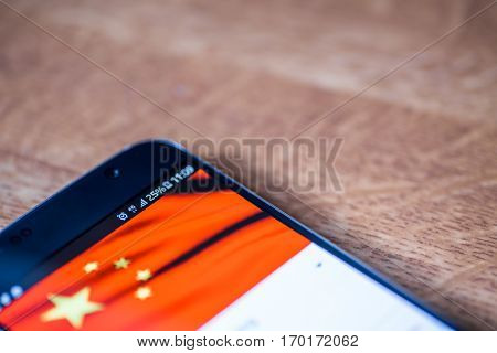 Smartphone With 25 Percent Charge And China Flag