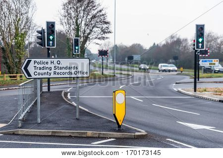 Police Head Quarters, Trading Standards And County Records Office Sign Over Uk Motorway