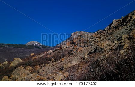 Panorama view to Demirji mountain range, Crimea
