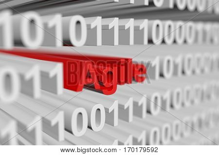 agile is represented as a binary code with blurred background 3d illustration