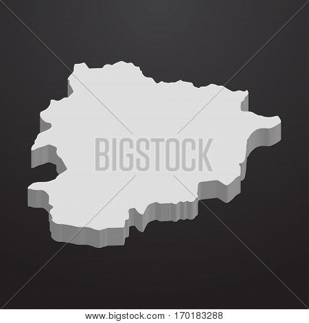 Andorra map in gray on a black background 3d
