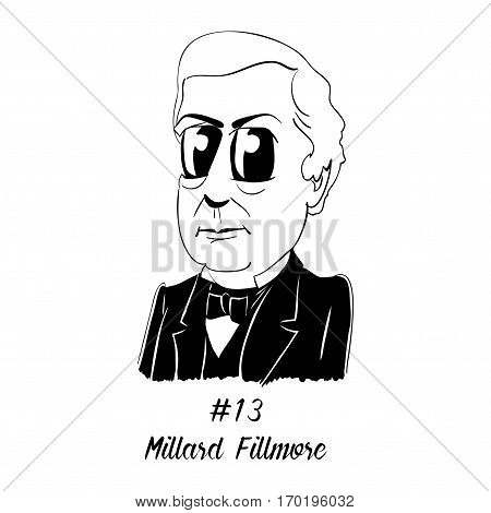 Cartoon Caricature Character Historical Portrait US Presidents Comic Emoticon - Millard Fillmore