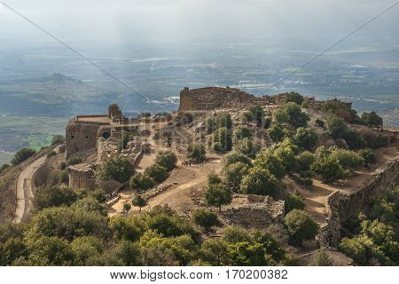 ruins of Nimrod fortress, medieval muslim castle situated on the southern slopes of Mount Hermon, Golan Heights, Israel