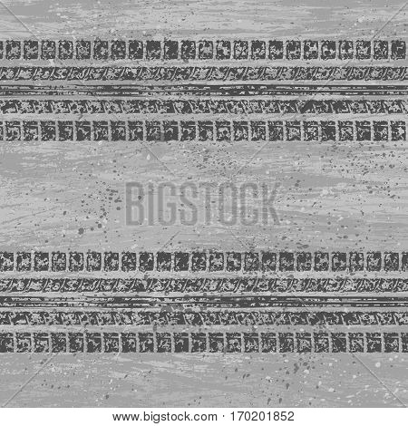 Grat grunge background with ink blots and tire tracks