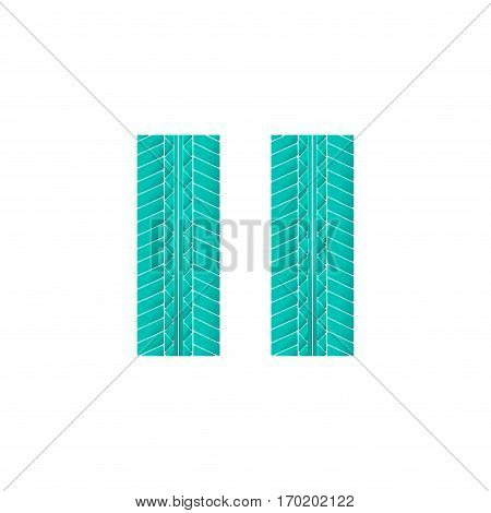 Two color tire track solhouettes isolated on white background