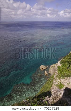 A view from the observation stand of Funagisaginavanata at Irabujima Okinawa Prefecture.