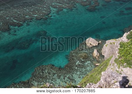 A view from the observation stand of Funagisaginavanata at Irabujima Okinawa Prefecture.