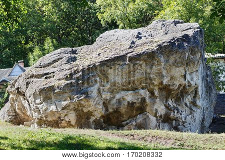 A big stone at women's orthodox monastery near rudi village at the north of republic of moldova