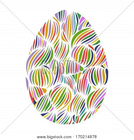Hand Drawn Ornamental Easter Egg With Colorful Wave Pattern. Cute Doodle Style Easter Egg. Decorativ