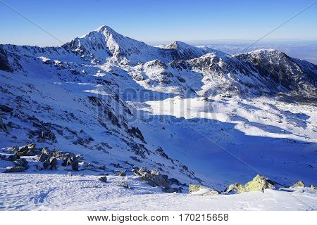 Winter landscape in National Park Retezat, Romania, Europe