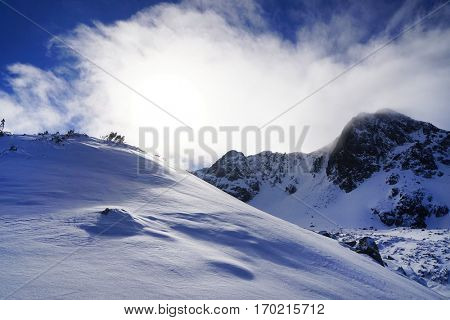 Winter landscape in National Park Retezat, Romania, Europe