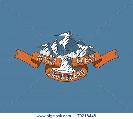 Vector winter sport devils peaks snowboard concept