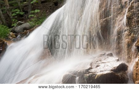 Flowing water at Flume Gorge in Franconia New Hampshire
