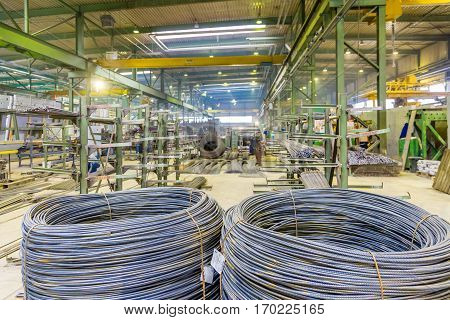 steel reinforcement on the plant of reinforced concrete structures