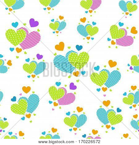 Seamless pattern with cute carrtoon hearts for scrapbook paper design